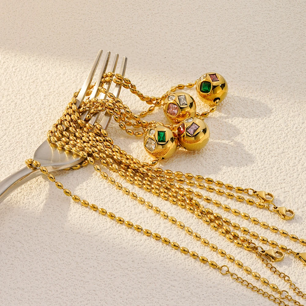 Irregular Zircon Round Ball Necklace - Image 5