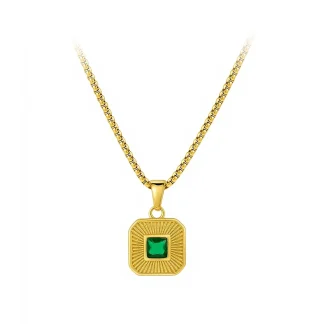 Vintage Square Green Zircon Necklace