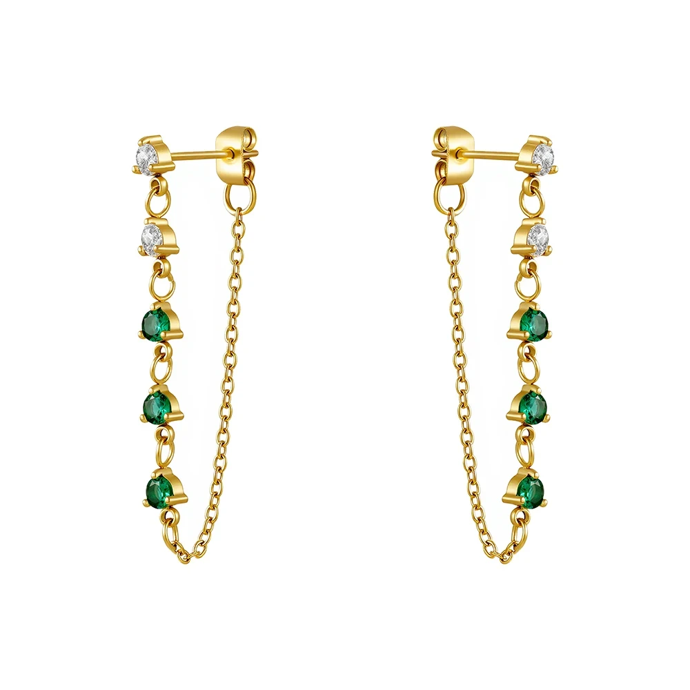 Zircon Chain Hoop Earrings