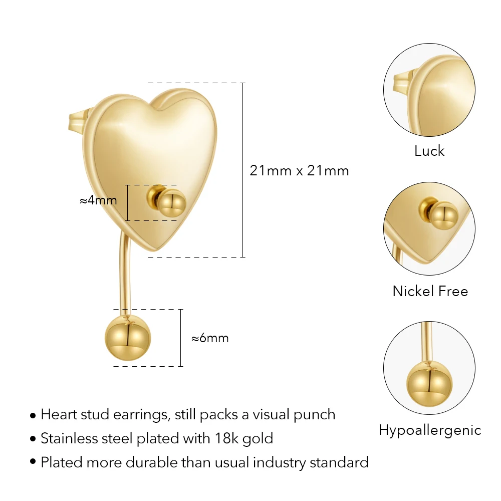 Heart Ball Stud Earrings - Image 5