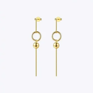 Geometric Long Circle Dot Drop Earrings