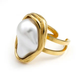 Irregular Shape Pearl Open Ring