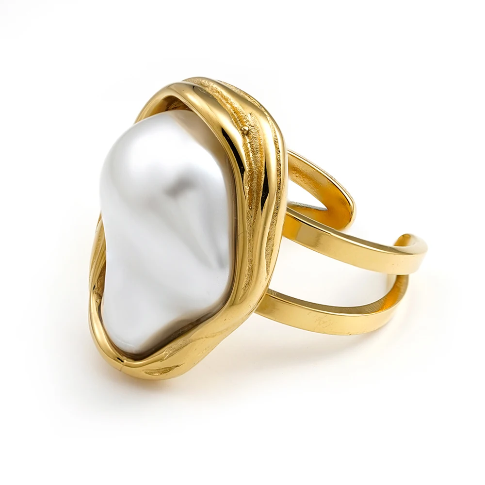 Irregular Shape Pearl Open Ring