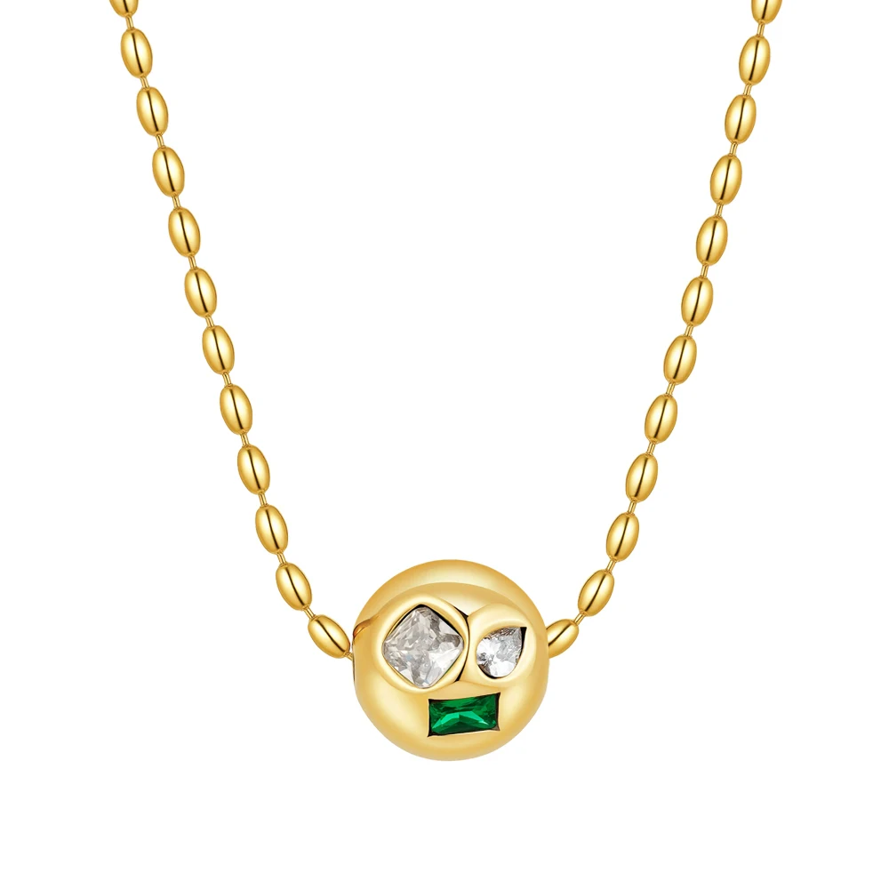 Irregular Zircon Round Ball Necklace - Image 6