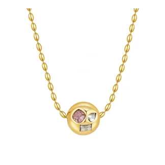Irregular Zircon Round Ball Necklace