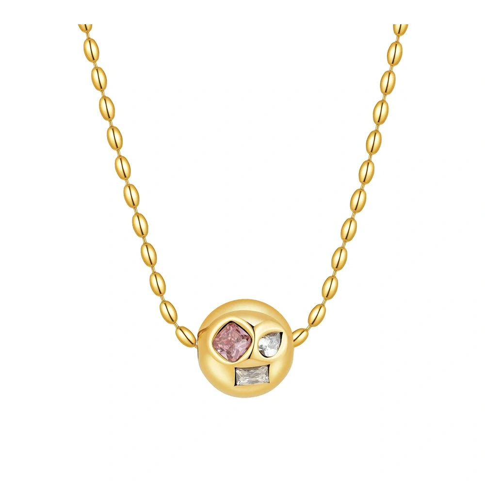 Irregular Zircon Round Ball Necklace