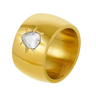 Wide Rain Zircon Ring