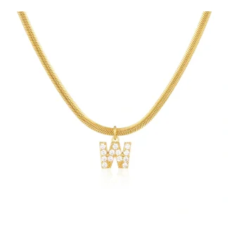 Letter Zircon Slice Necklace