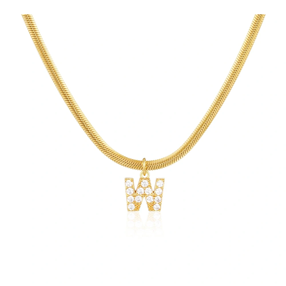 Letter Zircon Slice Necklace