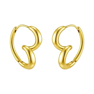 Wave Line Heart Stud Earrings