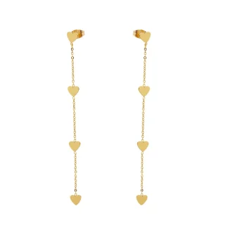 Long Geometric Heart Drop Earrings