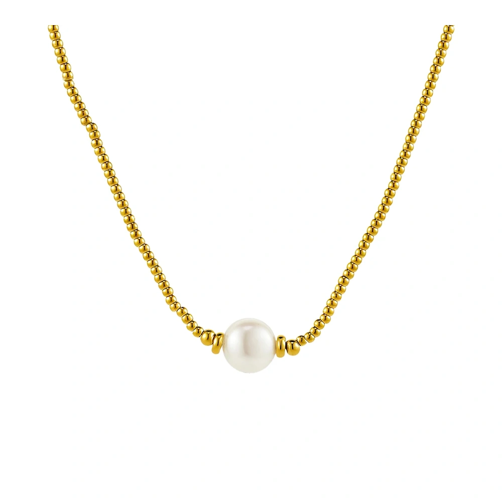 Bohemia Steel Ball Pearl Necklace