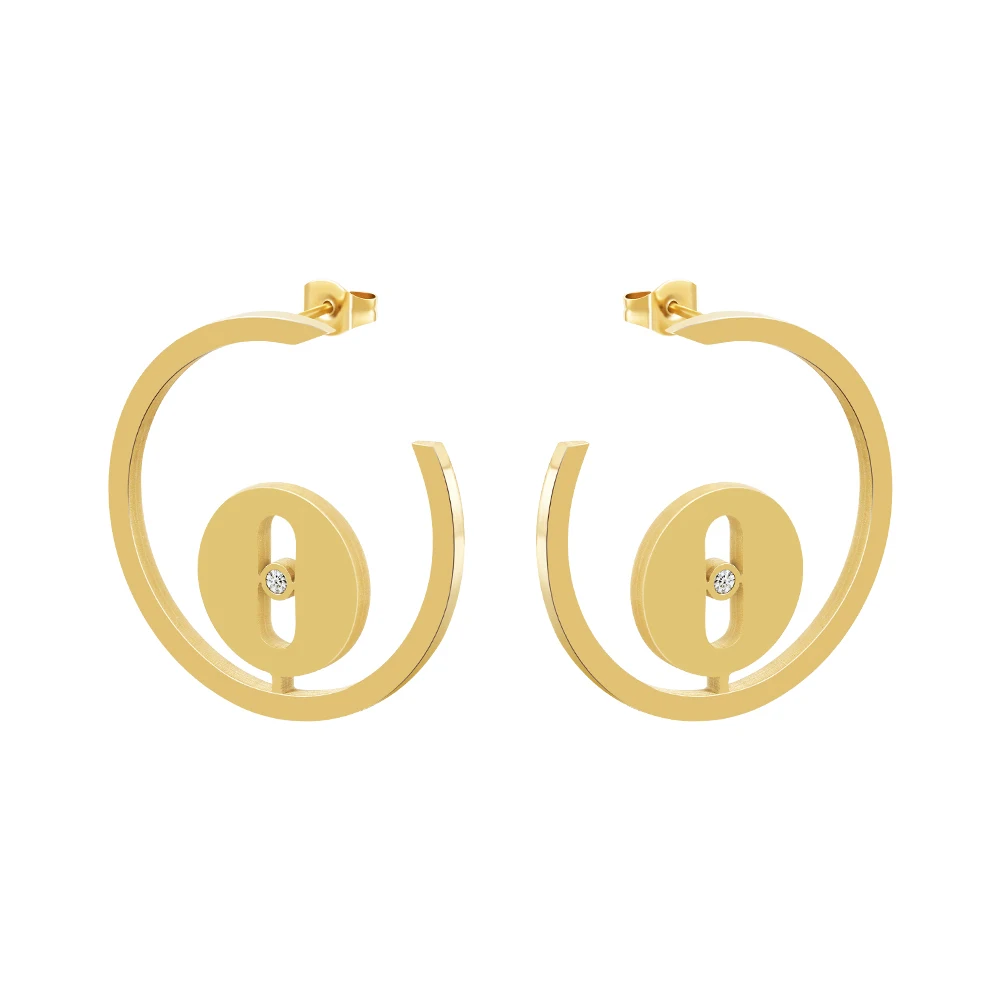 Cutout Zircon Hoop Earrings