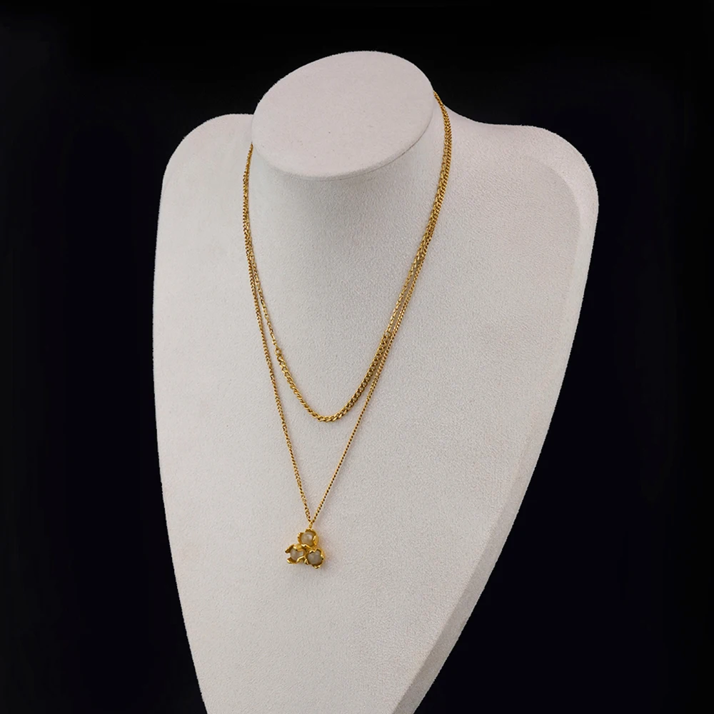Flower Cat Eye Stone Necklace - Image 2