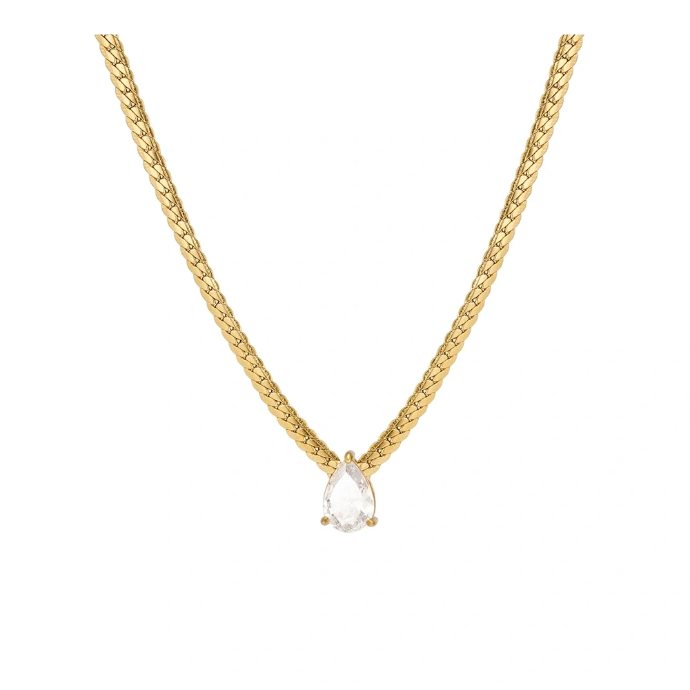 Rain Drop Zircon Slice Necklace