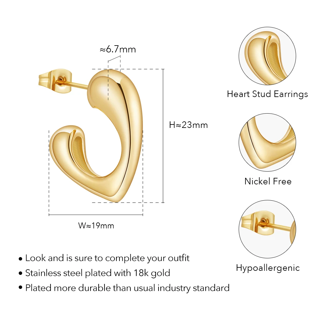 Glossy Heart Stud Earrings - Image 5