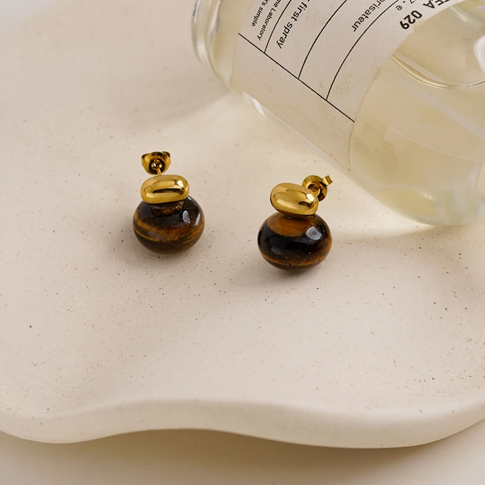 Vintage Tigers Eye Stud Earrings - Image 4