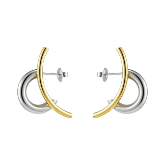 Two Tone C Shaped Stud Earrings