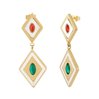 Rhombic Oil Drip Stud Earrings