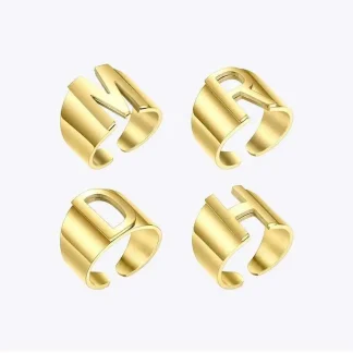 Punk Hollow Initial Letter Ring/Bracelet