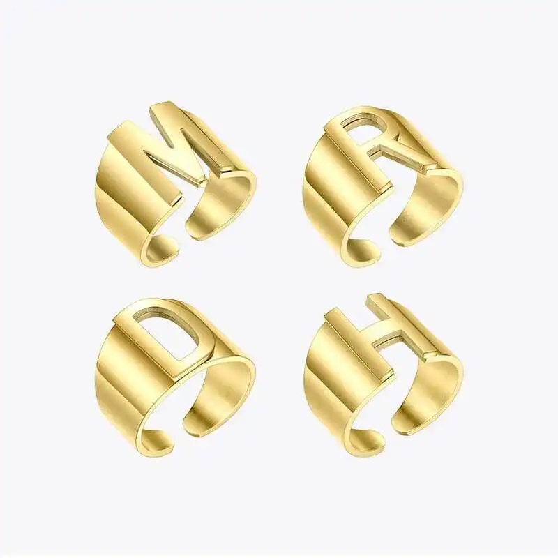 Punk Hollow Initial Letter Ring/Bracelet