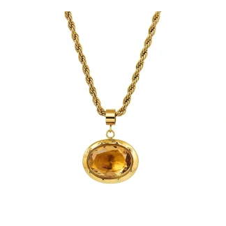Oval Colorful Crystal Twisted Necklace