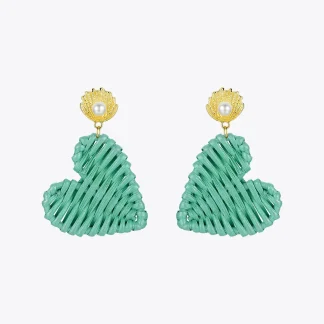 Handmade Geometric Rattan Weave Drop Earrings