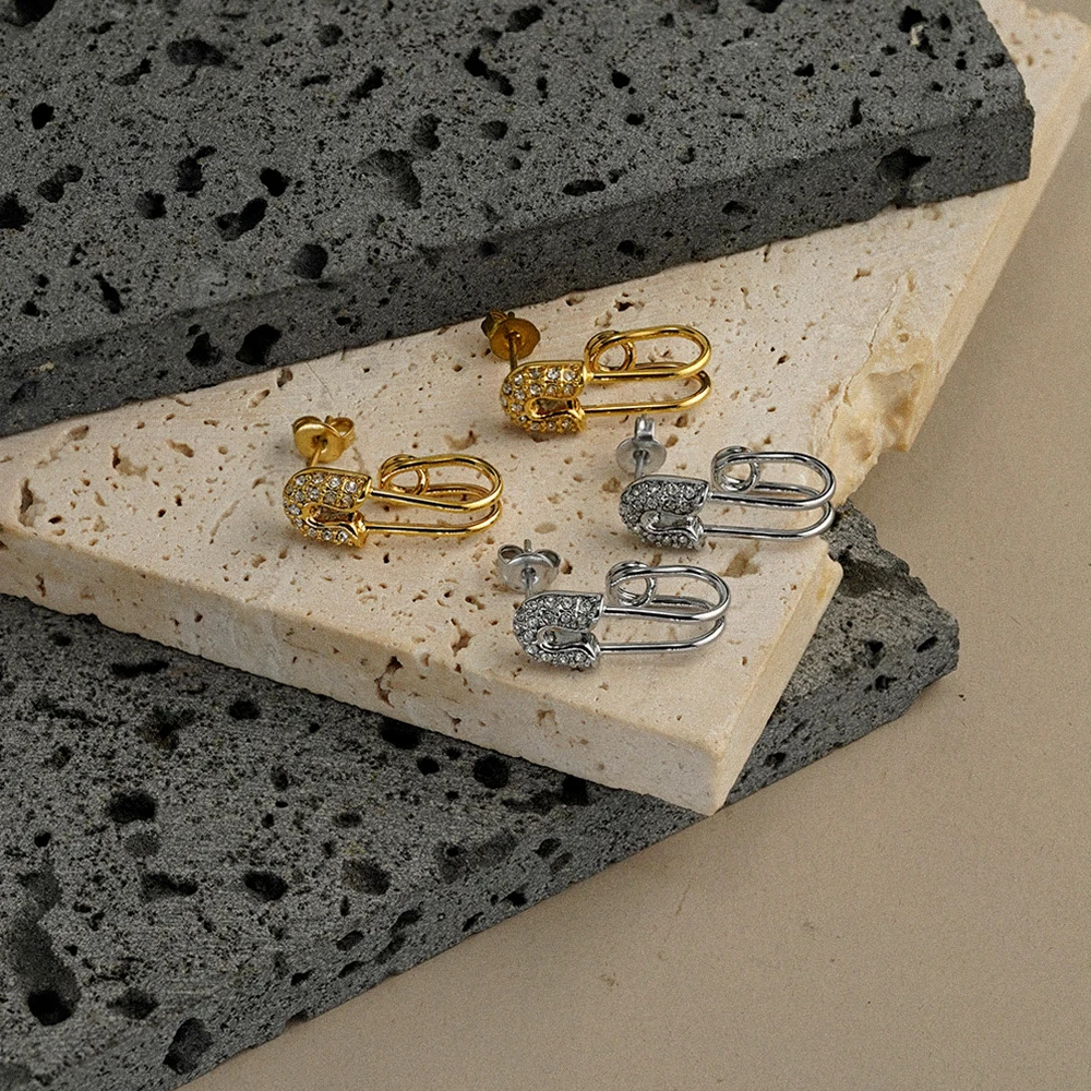 Zircon Brooch Stud Earrings - Image 2