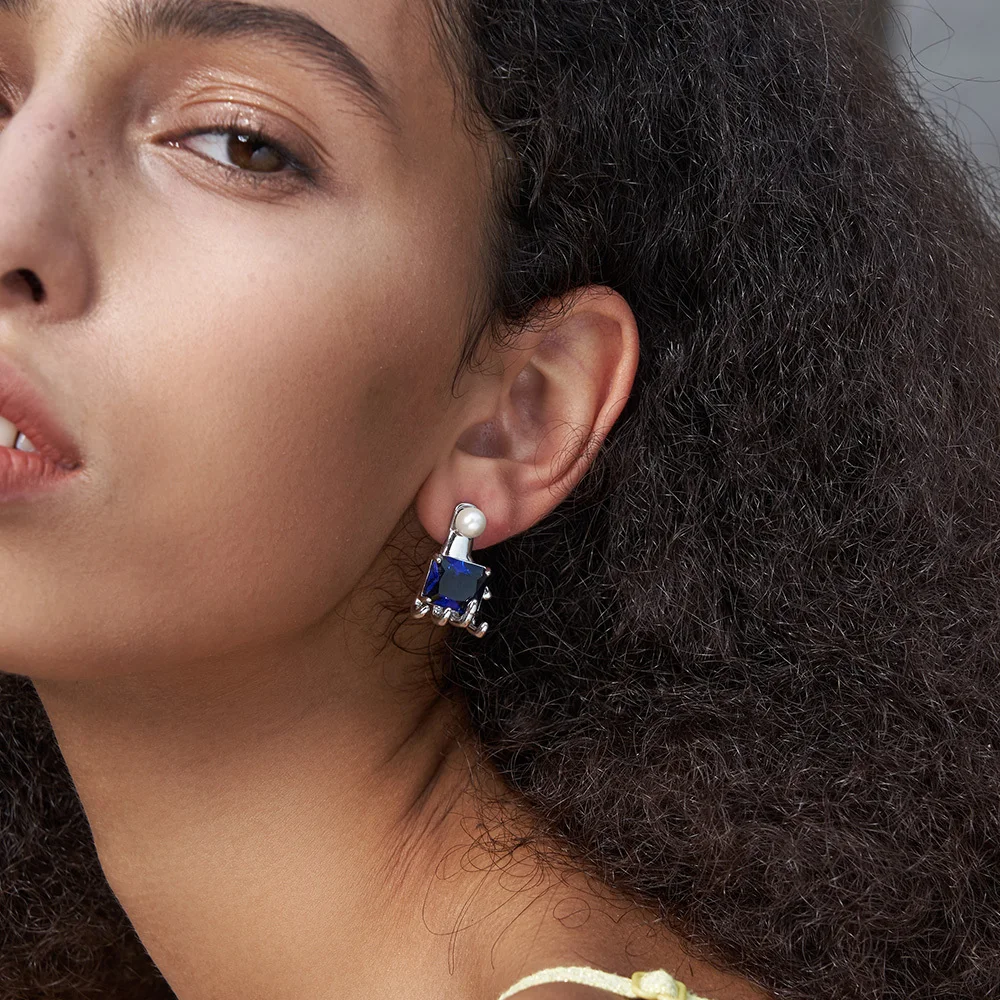 Green Stone Stud Earrings - Image 3