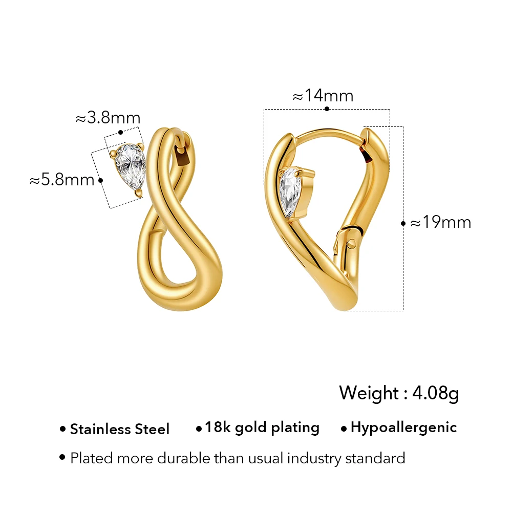Oval Zircon Stud Earrings - Image 6