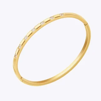 Cuff Bangle With Round Zircon