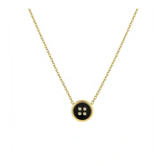 Black Oil Dripping Button Necklace