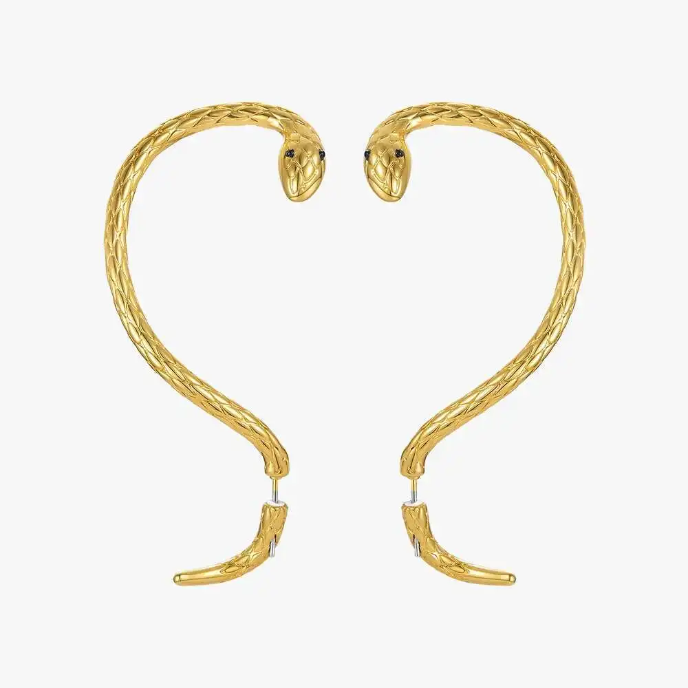 Goth Snake Hoop Earrings - Image 2