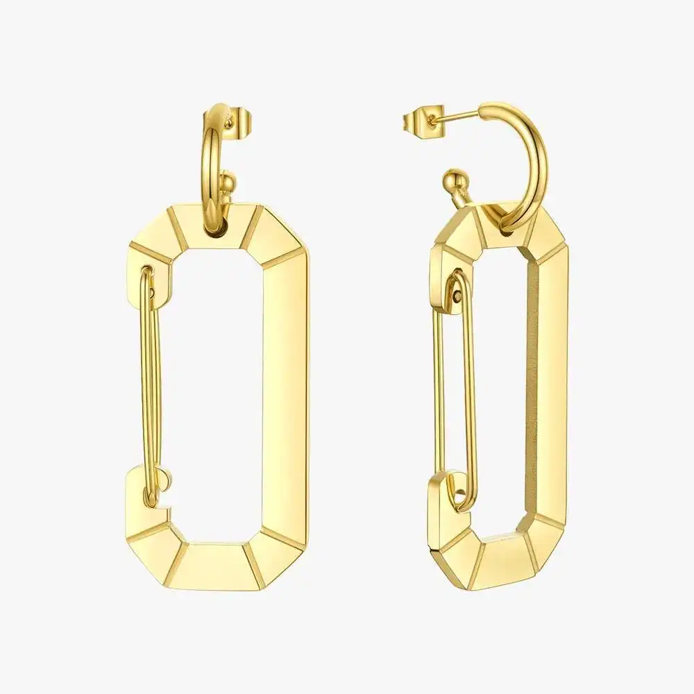 Safety Buckle Hollow Drop Earrings - Image 4