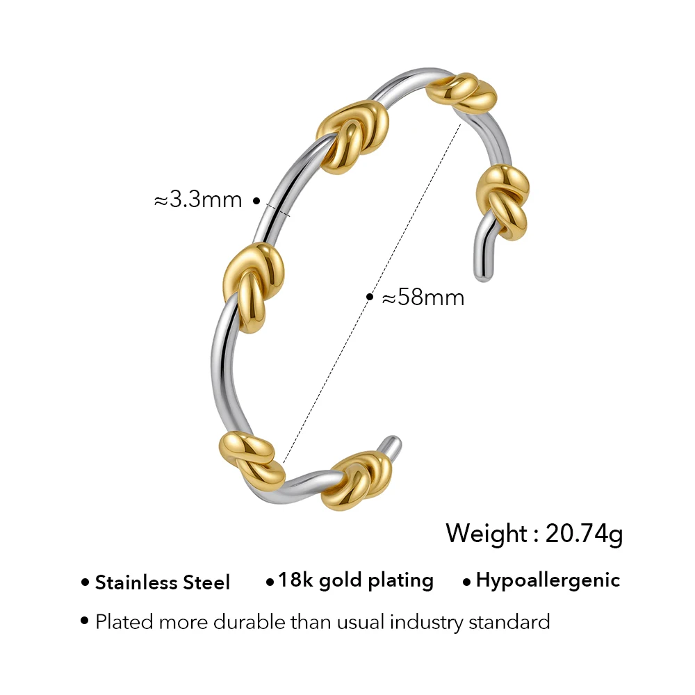 Knot Two Tone Hoop Earrings - Image 7
