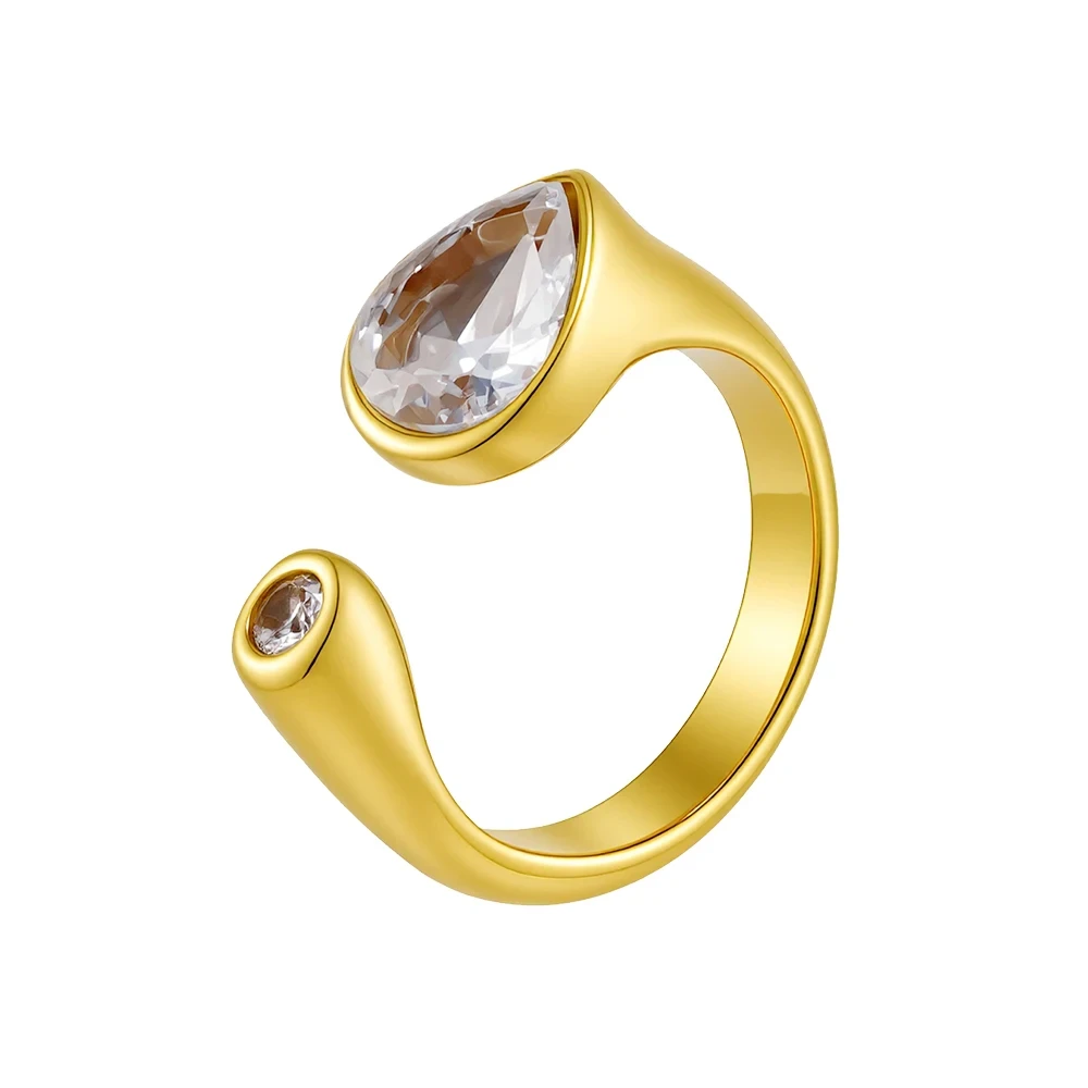 Rain Drop Zircon Open Ring