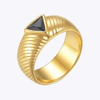 Goth Black Eye Triangle Ring