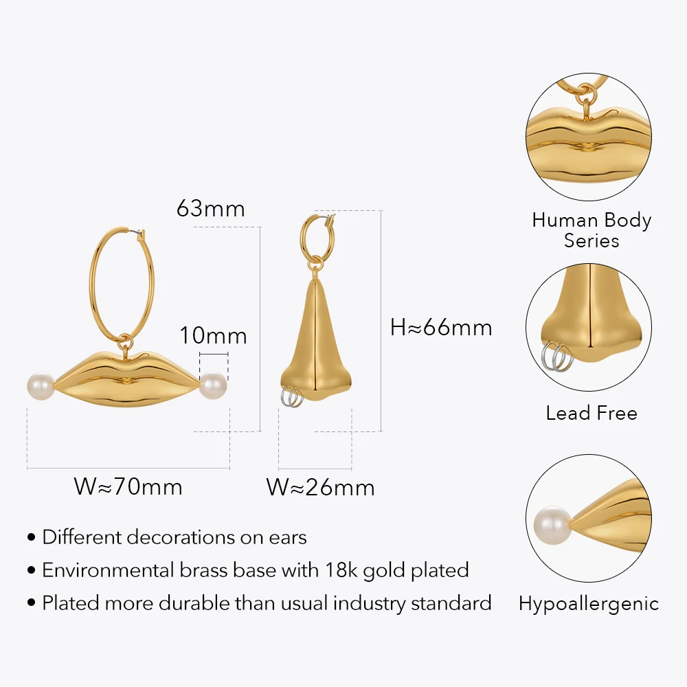 Exaggerated Nose Lips Stud Earrings - Image 5