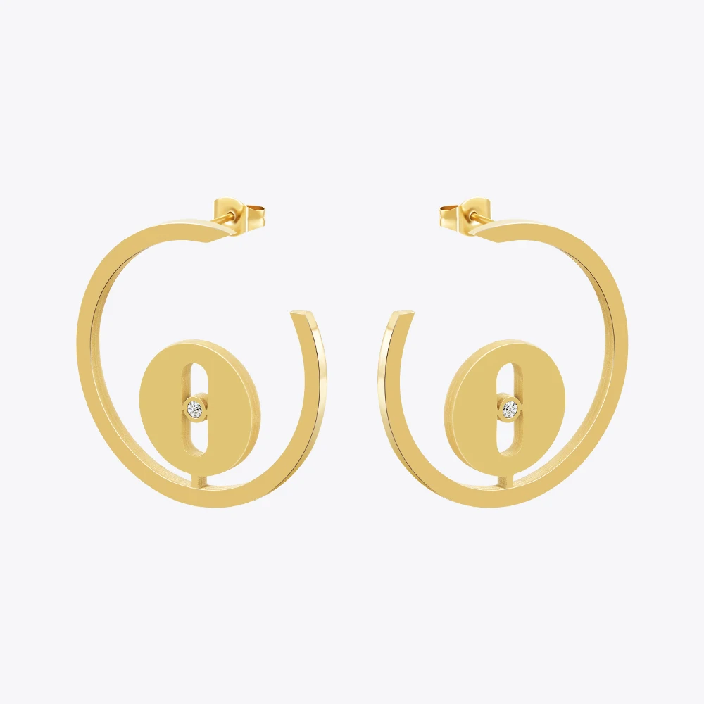 Cutout Zircon Hoop Earrings - Image 2