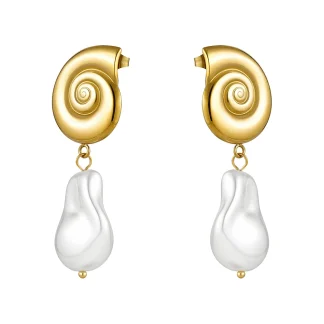 Spiral Pearl Stud Earrings