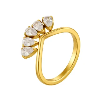 Sector Rain Drop Zircon Ring