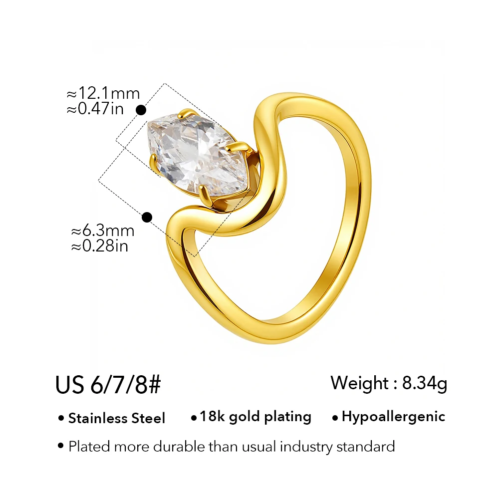Curved Line Zircon Ring - Image 7