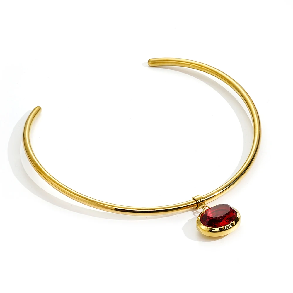 Oval Crystal Colorful Birthstone Necklace - Image 18