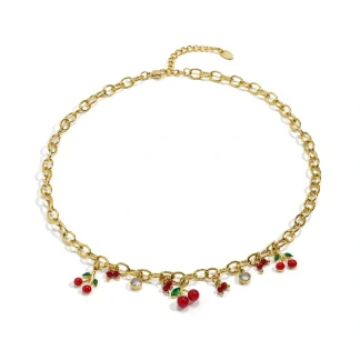 Cherry Zircon Pendant Necklace
