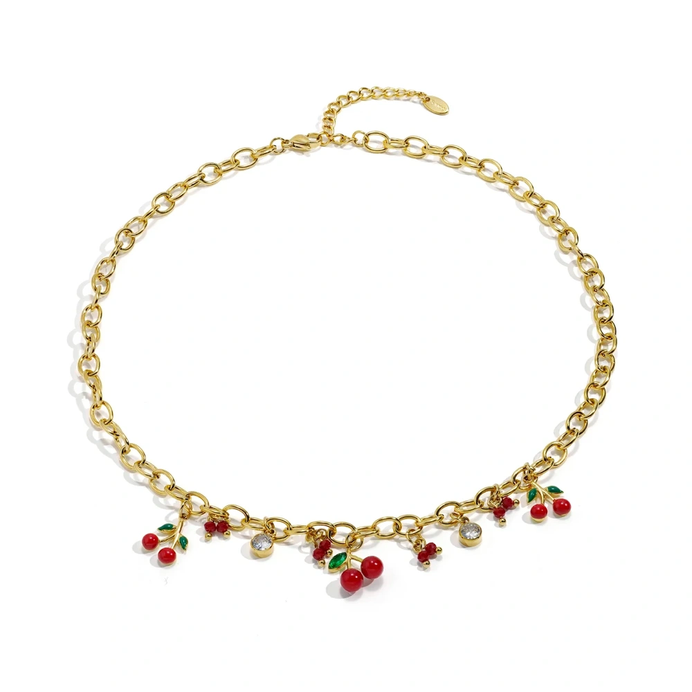 Cherry Zircon Pendant Necklace