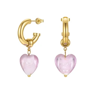 Glass Heart Drop Earrings