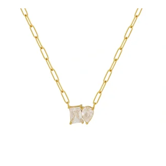 Square Rain Drop Zircon Necklace
