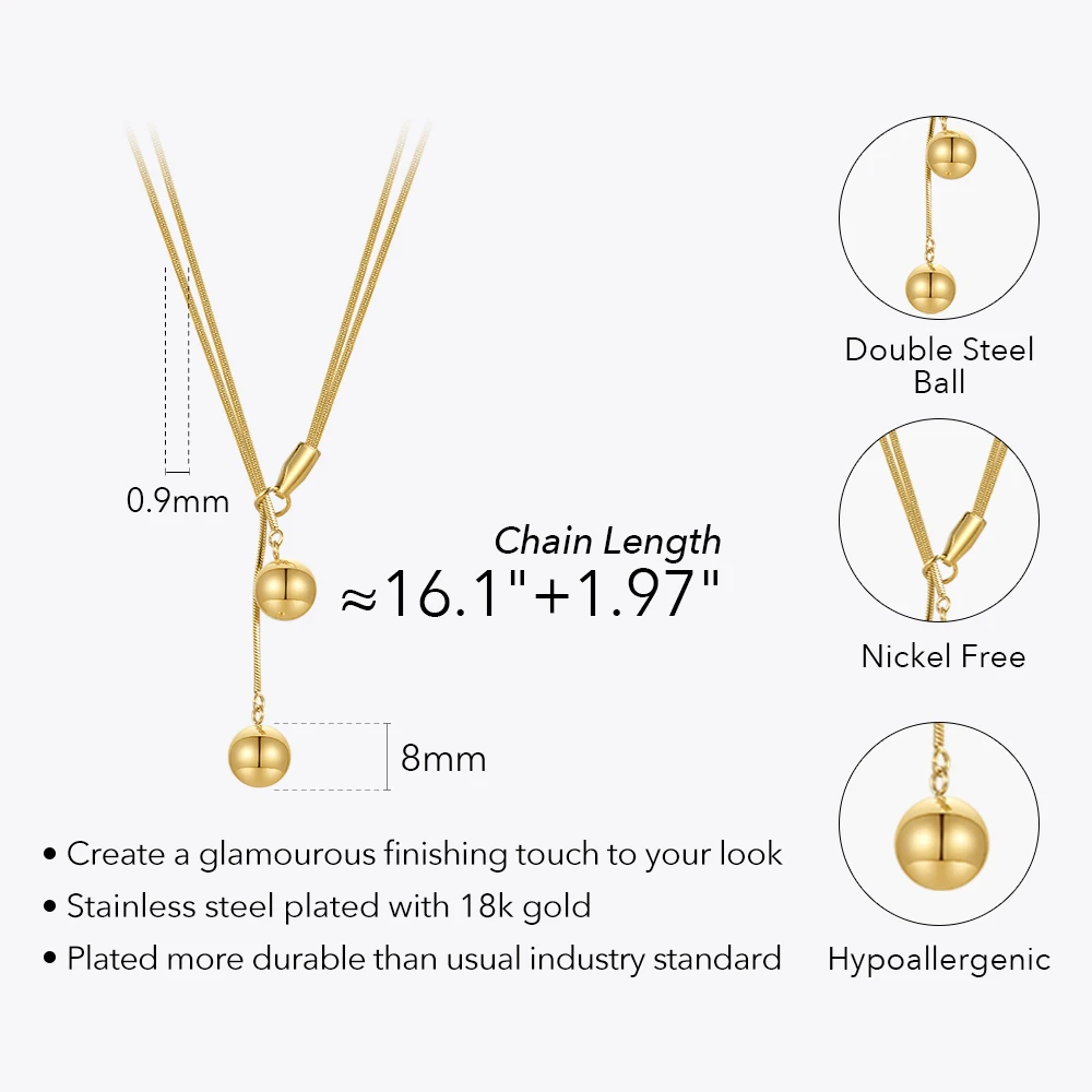 Double Ball Pendant Necklace - Image 6
