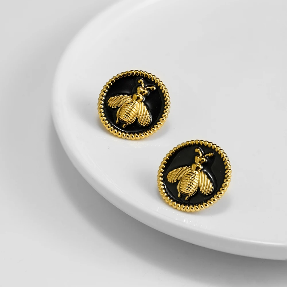 Oil Dripping Bee Stud Earrings - Image 5