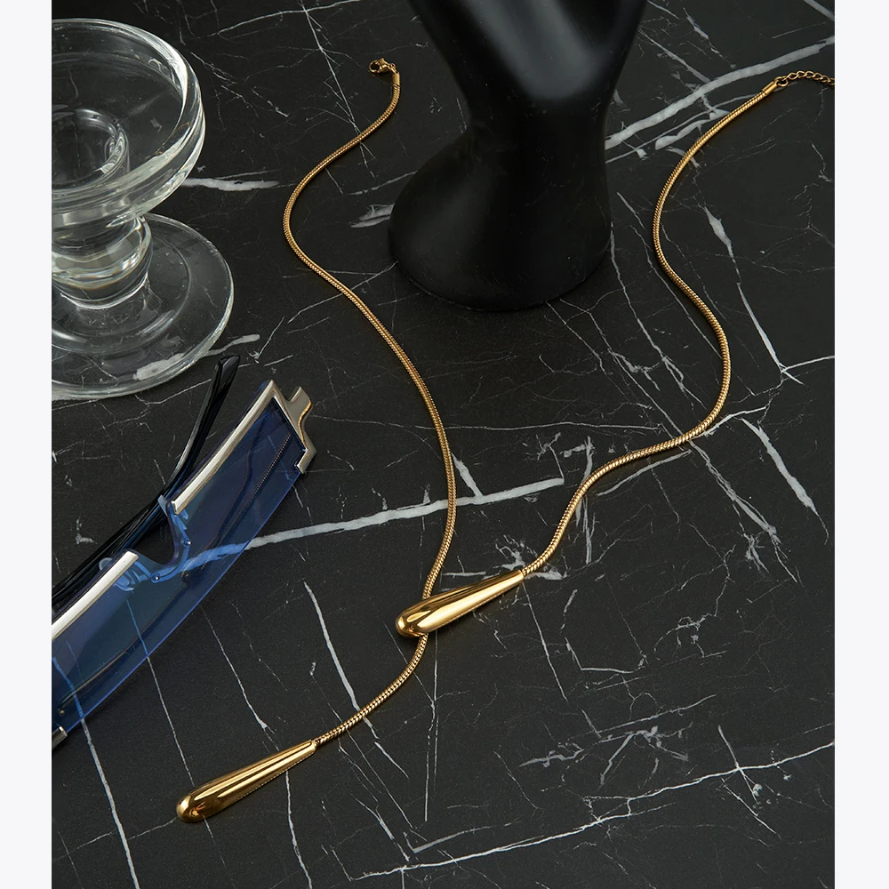 Rain Drop Snake Chain Pendant Necklace - Image 3